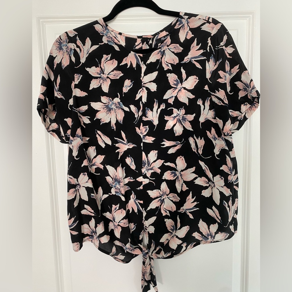 MADEWELL NWOT floral tie front top - M